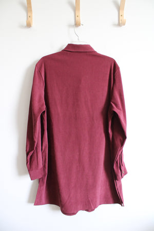 Denim & Co. Red Long Sleeved Button Down Dress | L