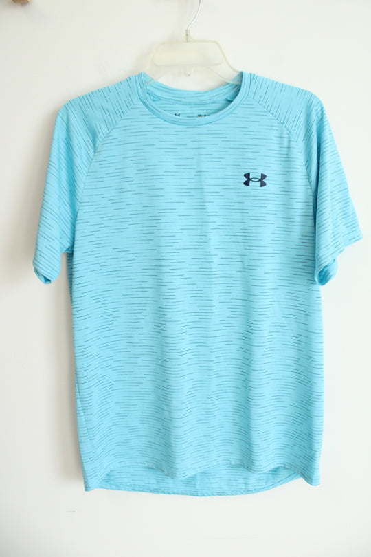 Under Armour Tech Tee Light Blue Dash Stripe T-Shirt | M