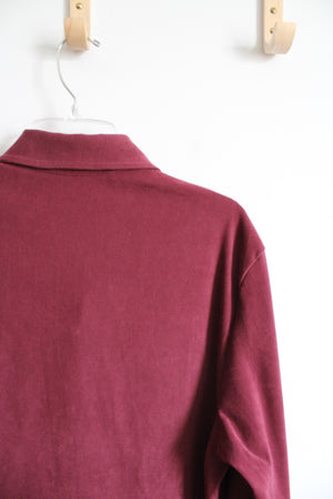 Denim & Co. Red Long Sleeved Button Down Dress | L
