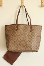Coach City Tote Reversible Purse & Pouch Set