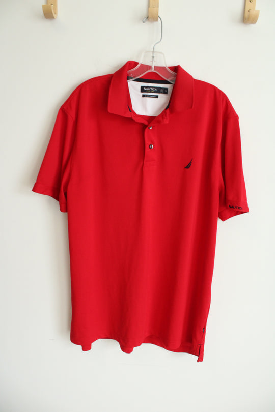 Nautica Tim-Fit Red Dri-Fit Polo Shirt | XL