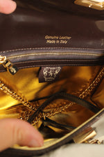 Pratesi Firenze Patent Leather Brown Bamboo Handle Purse