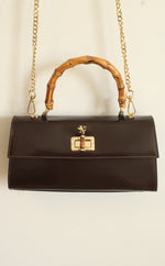Pratesi Firenze Patent Leather Brown Bamboo Handle Purse