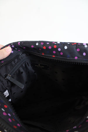 Kate Spade Jae Quilted Festive Confetti Black Nylon Medium Satchel