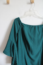 Venus Green Off-The-Shoulder Flutter Sleeved Dress | 12