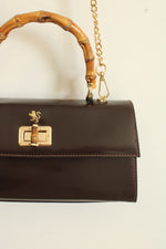 Pratesi Firenze Patent Leather Brown Bamboo Handle Purse