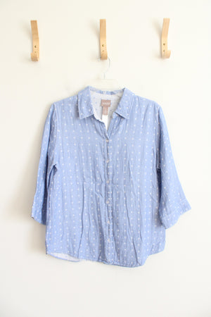 Chico's Blue & White Polka Dot Button Down Top | 1 (M)