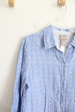 Chico's Blue & White Polka Dot Button Down Top | 1 (M)