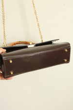 Pratesi Firenze Patent Leather Brown Bamboo Handle Purse