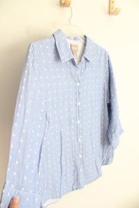 Chico's Blue & White Polka Dot Button Down Top | 1 (M)