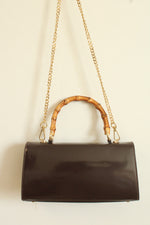 Pratesi Firenze Patent Leather Brown Bamboo Handle Purse