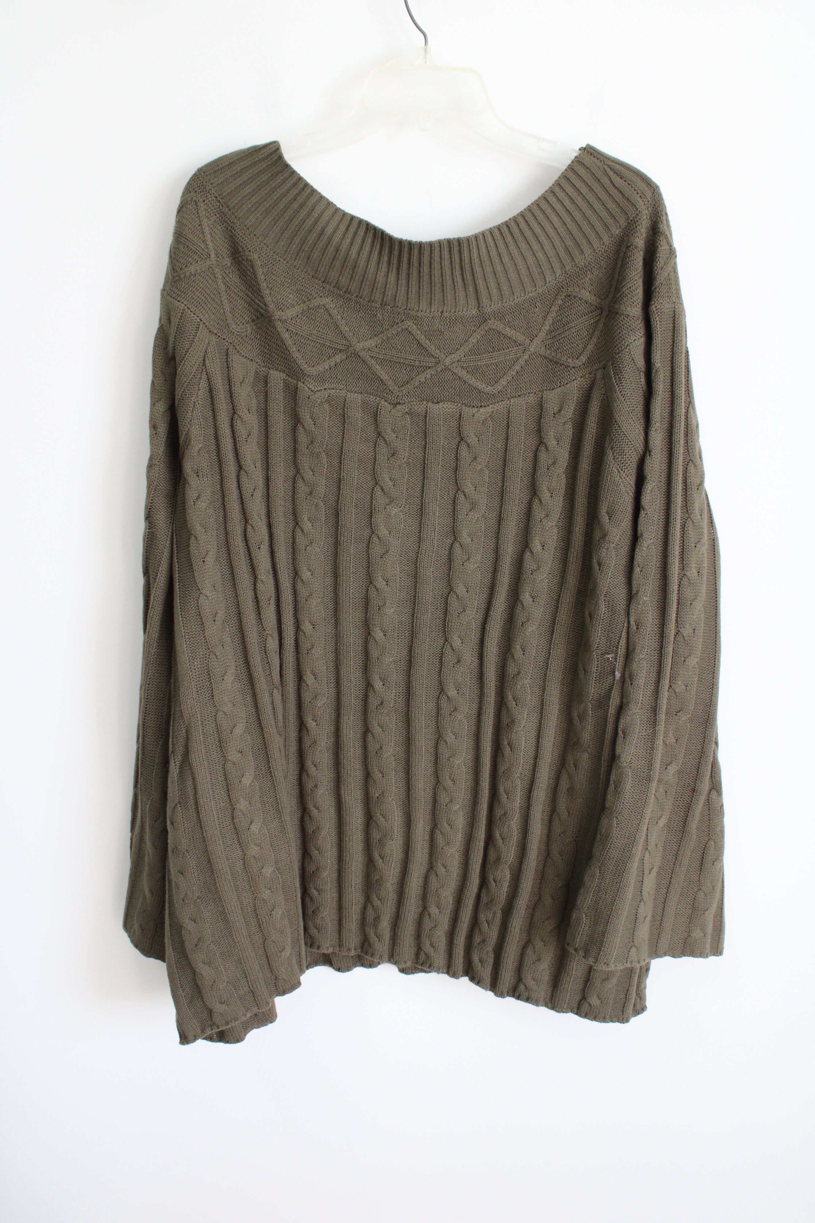 Jessica London Green Cable Knit Sweater | 3X (30/32)