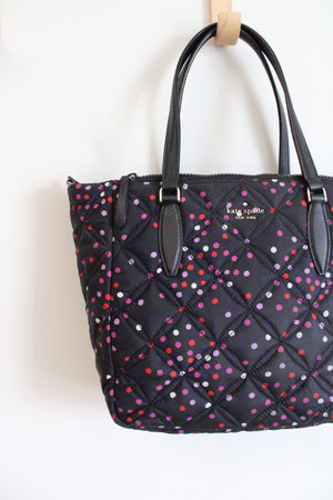 Kate Spade Jae Quilted Festive Confetti Black Nylon Medium Satchel