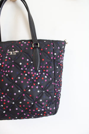 Kate Spade Jae Quilted Festive Confetti Black Nylon Medium Satchel