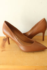 Calvin Klein Gayle Camel Brown Leather Pumps | Size 7.5