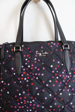 Kate Spade Jae Quilted Festive Confetti Black Nylon Medium Satchel