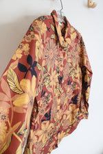 Coldwater Creek Brown & Orange Floral Button Down Shirt | 10