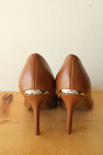 Calvin Klein Gayle Camel Brown Leather Pumps | Size 7.5