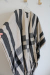 New Banana Republic Erin Neutral Plaid Cashmere Blend Shawl | One Size