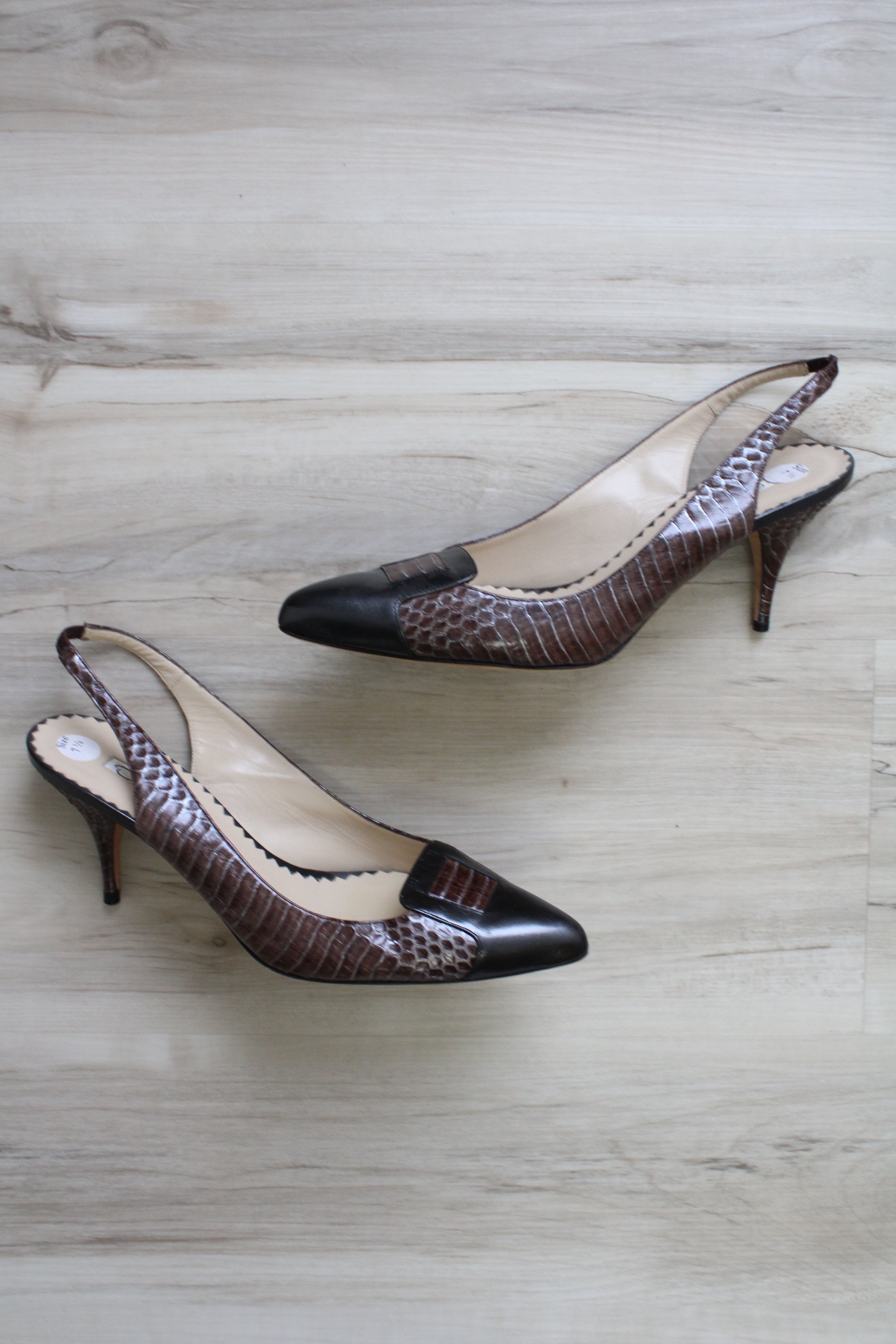 Oscar De La Renta Python Slingback Pump Shoes | Size 7.5