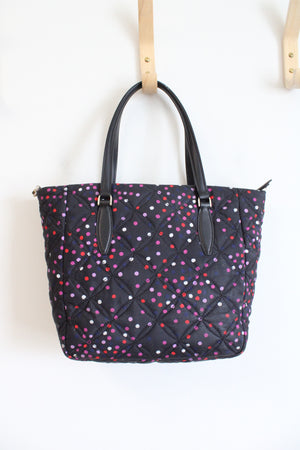 Kate Spade Jae Quilted Festive Confetti Black Nylon Medium Satchel