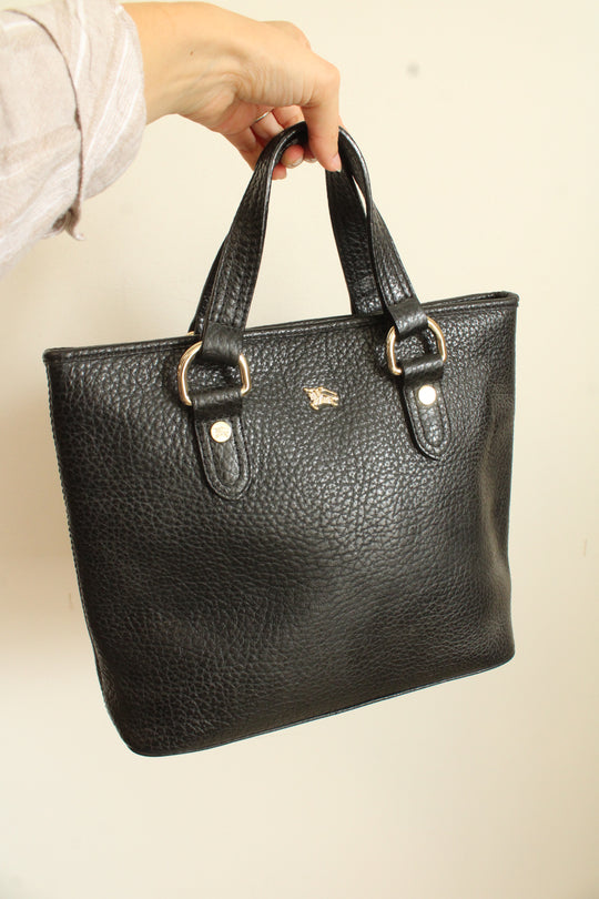 Burberry Black Pebble Leather Handbag Purse