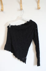Express Black Lace One Shoulder Asymmetrical Top | M