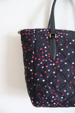 Kate Spade Jae Quilted Festive Confetti Black Nylon Medium Satchel