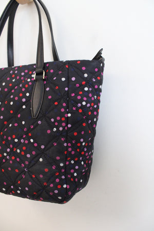 Kate Spade Jae Quilted Festive Confetti Black Nylon Medium Satchel