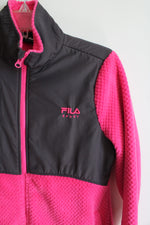 Fila Sport Hot Pink & Gray Fuzzy Full Zip Jacket | S