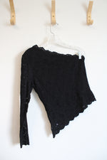 Express Black Lace One Shoulder Asymmetrical Top | M