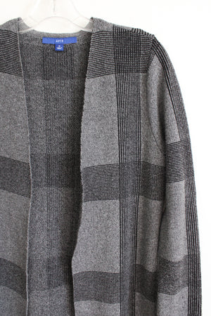 APT.9 Gray Black Plaid Long Knit Cardigan | M