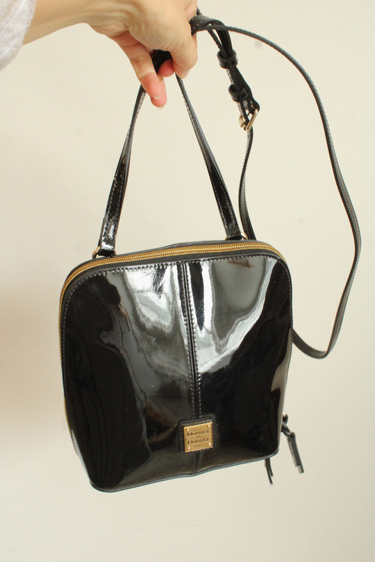 Dooney & Bourke Black Patent Leather Trixie Crossbody Purse