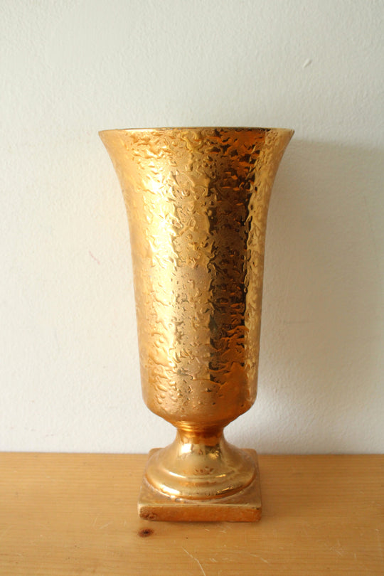 Weeping Gold Ceramic Vase | 10.5"