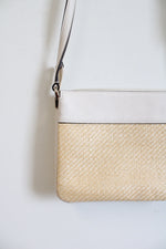 Kate Spade White Straw Triple Gusset Crossbody Bag