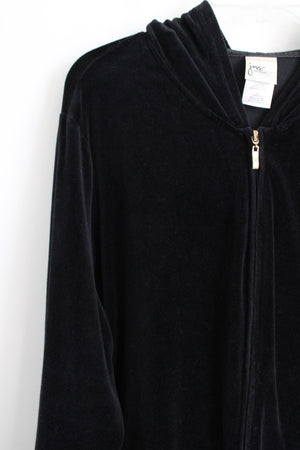 Just My Size Black Velvet Zip Up Jacket | 2X