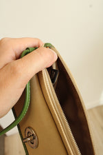 Coach Green & Tan Wristlet Pouch