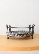 Temptations By Tara Old World Black Round Tray & Metal Carrier