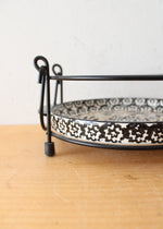 Temptations By Tara Old World Black Round Tray & Metal Carrier