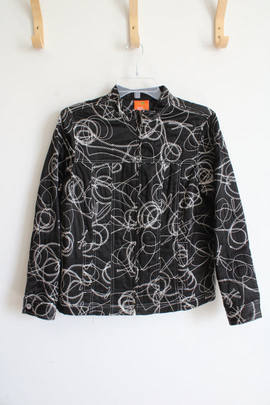 Hearts Of Palm Black & White Stitched Full Zip Jacket | 8