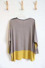 Artimino Black & Dotted Gold & Tan Color Blocked Top | OS