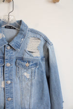 Shein Distressed Cropped Denim Jacket | S