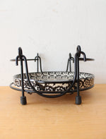 Temptations By Tara Old World Black Round Tray & Metal Carrier