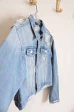 Shein Distressed Cropped Denim Jacket | S