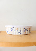 Temptations By Tara Blue & Brown Ribbed Scalloped Oval Small Casserole Dish