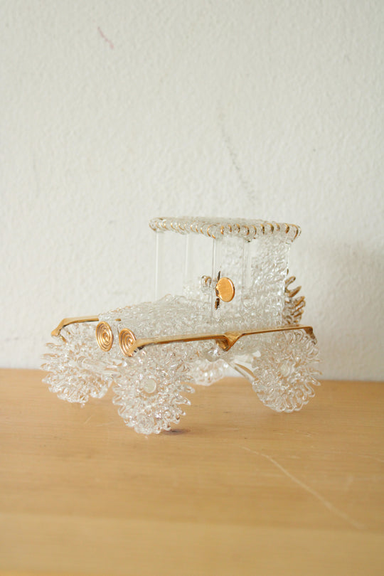 Vintage Spun Glass Old Car Figurine