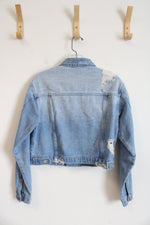 Shein Distressed Cropped Denim Jacket | S