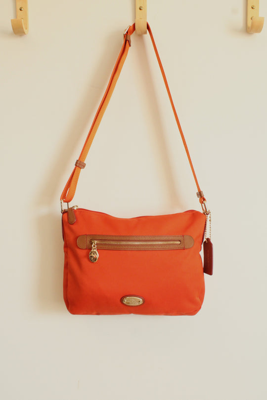 Coach Tangerine Stewart Signature Canvas Leather Shoulder Bag Crossbody Purse