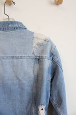 Shein Distressed Cropped Denim Jacket | S