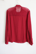 NEW Daisy Fuentes Red Chiffon Blouse | L